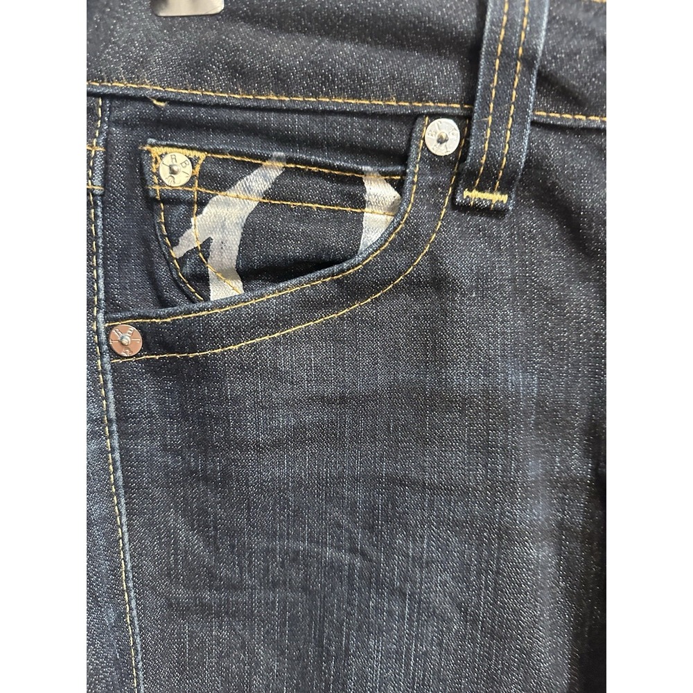 True Religion Women's Billy Straight Leg Flap Pockets Dark Wash Jeans 30 34X32 - Picture 3 of 7